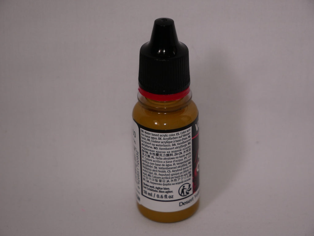 Vallejo Game Color Acrylics Desert Yellow 18ml/0.6 fl oz Dropper Bottle - 72.063