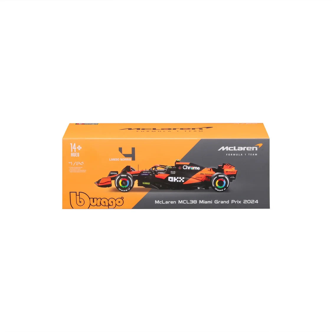 Burago 1:24 McLaren MCL38 Miami Grand Prix 2024 No.4 Lando Norris - #18-28033N