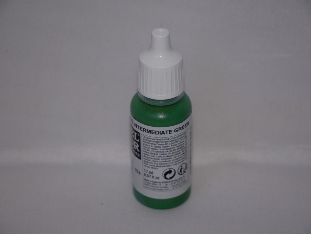 Vallejo Model Color Intermediate Green Acrylic 17ml Dropper Bottle - 70.891