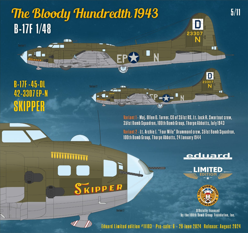 Eduard 1:48 Boeing B-17F Flying Fortress The Bloody Hundredth 1943 Limited Edition - 11183