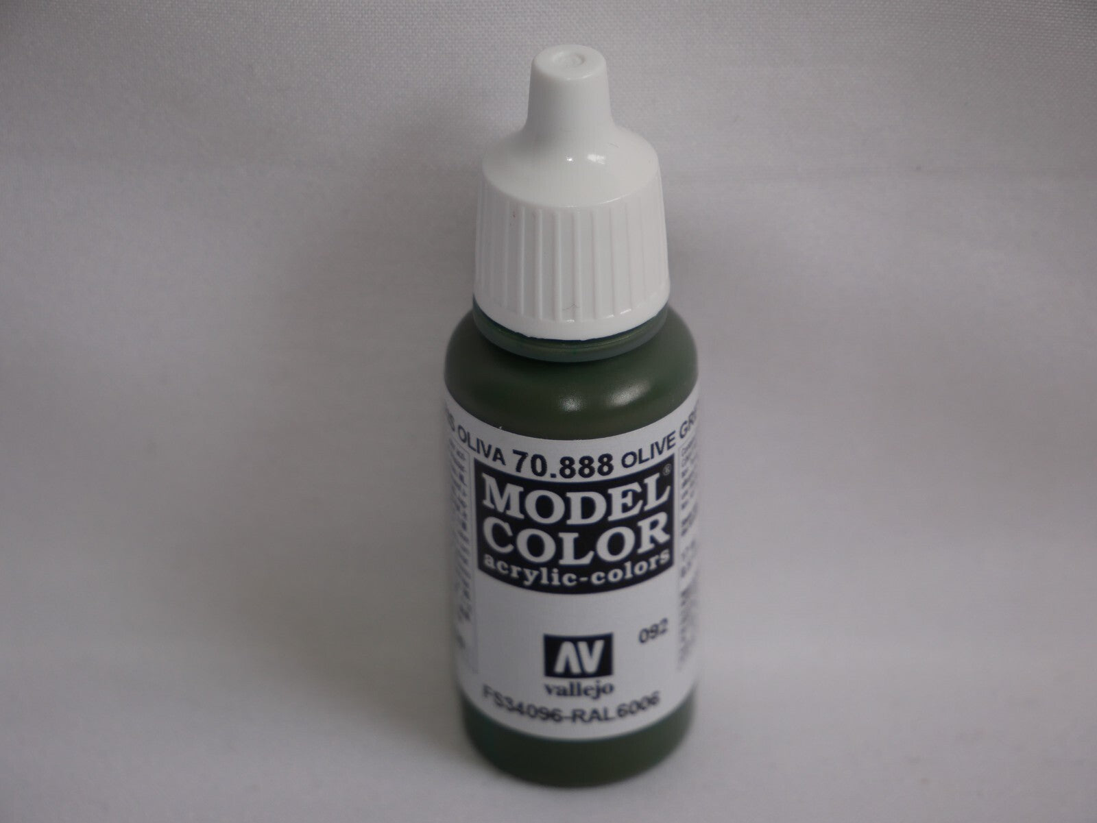 Vallejo Model Color Olive Grey Acrylic 17ml/0.57 fl oz Dropper Bottle - 70.888