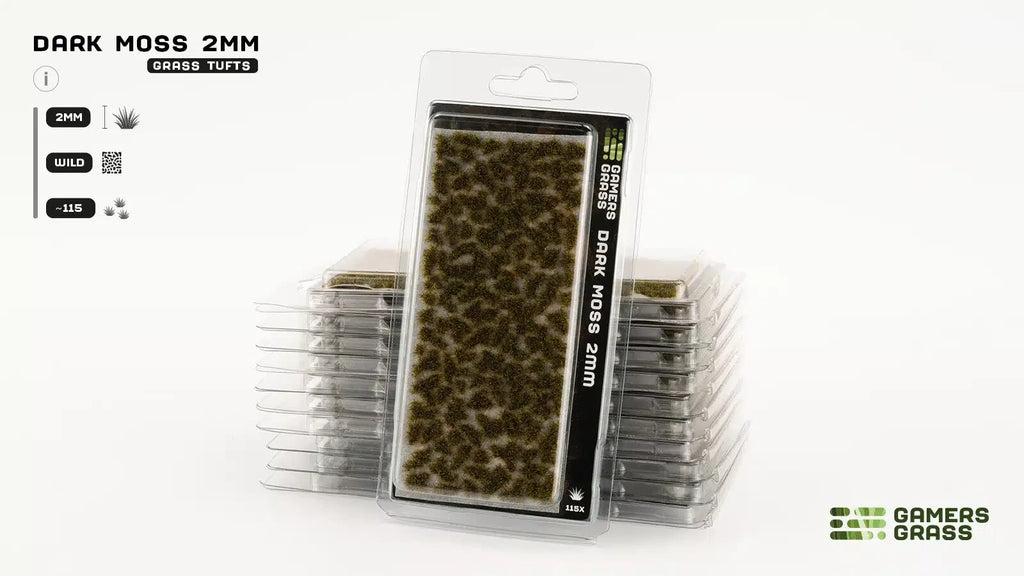 Gamers Grass Wild Dark Moss 2mm Tufts For Wargaming Bases (115) Per Pack GG2-DMO
