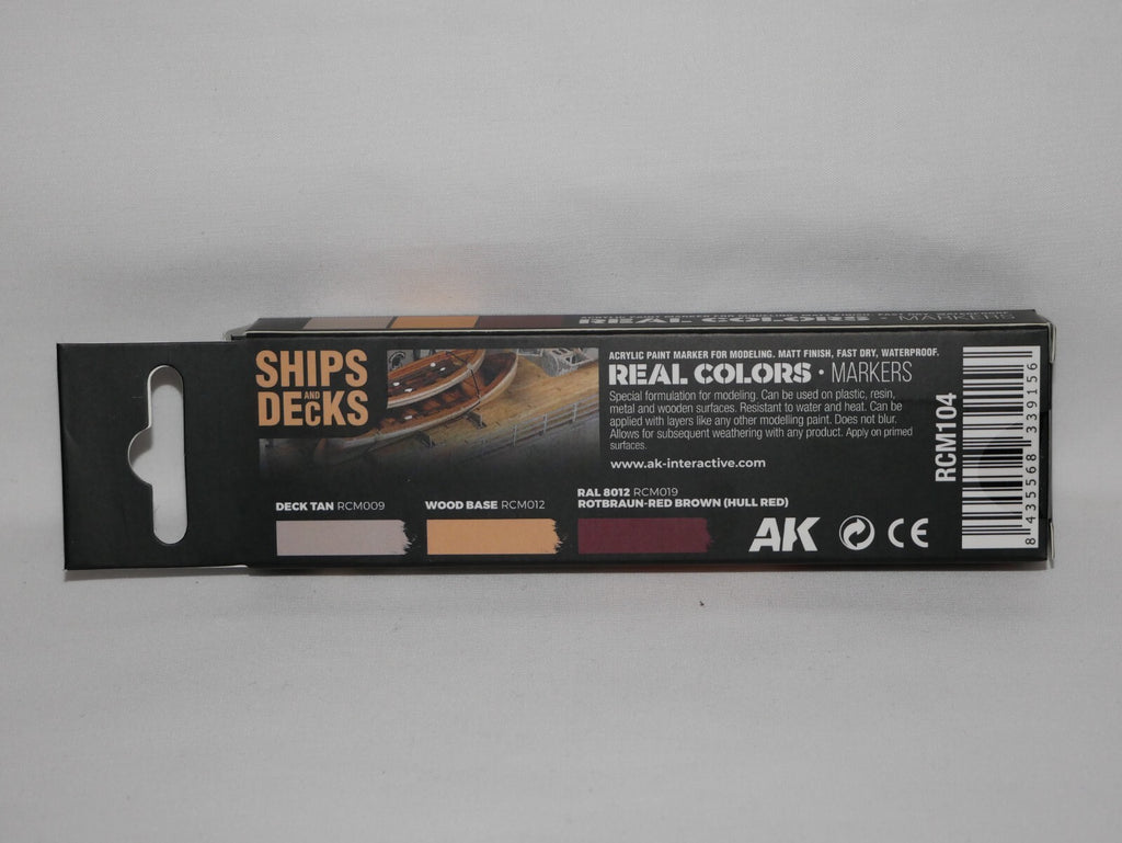 AK Interactive Real Colors Acrylic Markers Ships & Decks (3 Piece) Set - RCM104