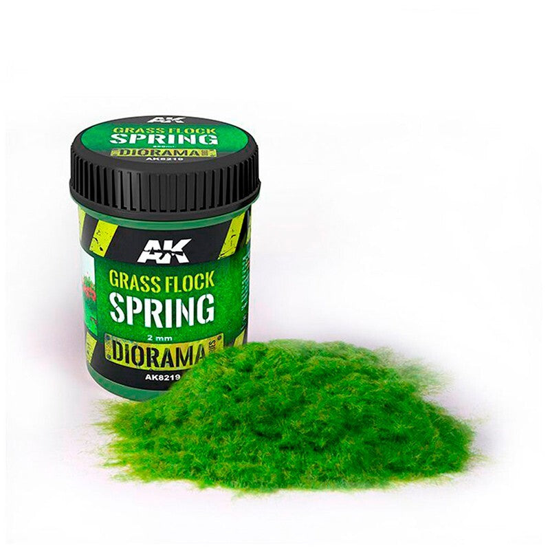 AK Interactive Diorama Series 2mm Spring Grass Flock 250ml Plastic Tub - AK8219