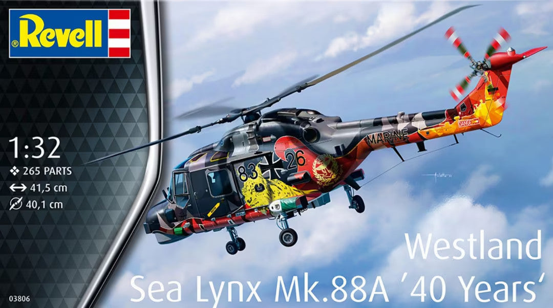 Revell 1:32 Westland Sea Lynx MK.88A Helicopter '40 Years' Skill Level 5 - 03806