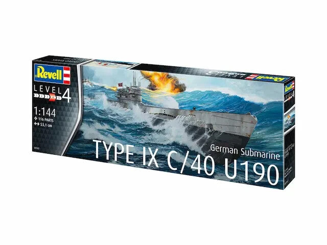 Revell 1:144 Scale Type IX C/40 U190 German Submarine Kit Skill Level 4 - 05167