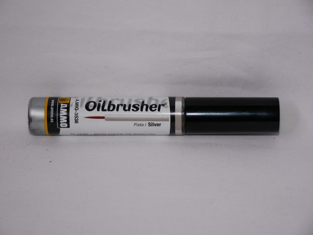 Ammo By Mig Jimenez Oilbrusher Range Silver With Brush Applicator - A.MIG-3538