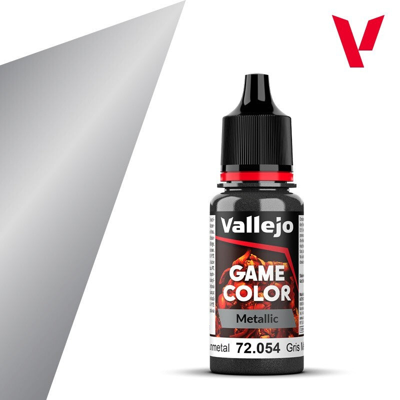 Vallejo Game Color Acrylic Metallics Dark Gunmetal 18ml Dropper Bottle - 72.054