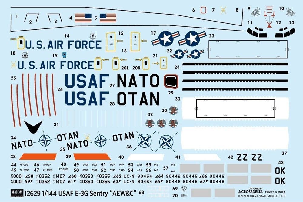 Academy Model Kits 1:144 USAF Boeing E-3G Sentry "AEW&C" Skill Level 4 - 12629