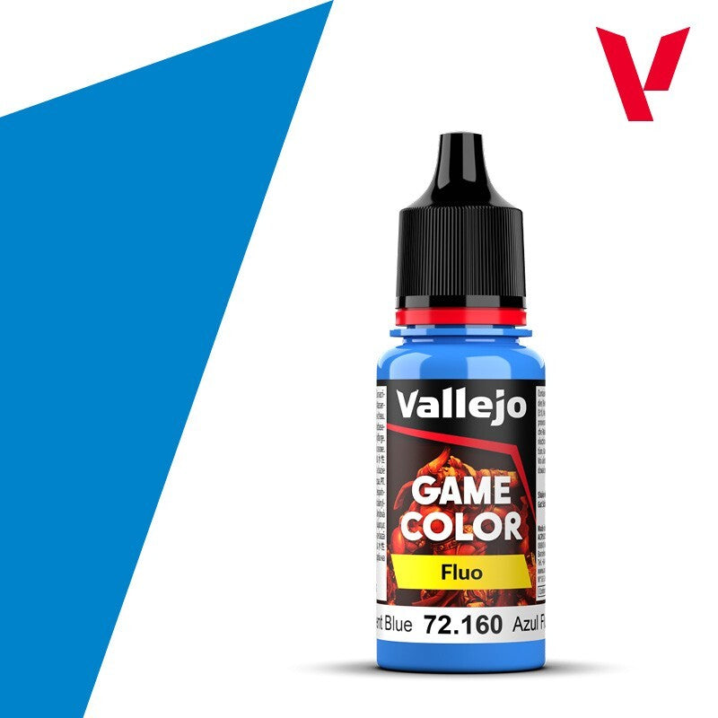 Vallejo Game Color Acrylic Range Fluorescent Blue 18ml Dropper Bottle - 72.160
