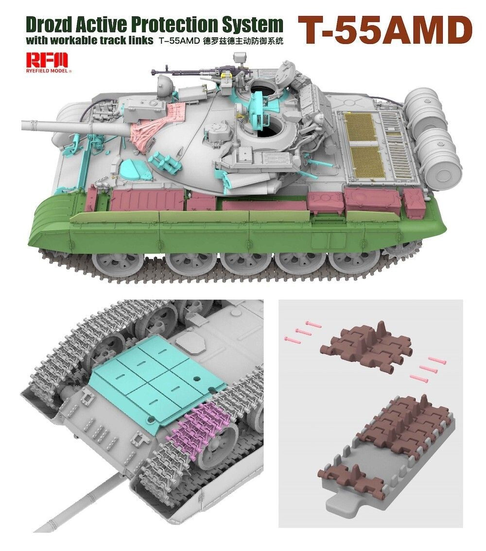 Ryefield Model 1:35 Soviet Union T-55 AMD Drozd Active Protection System - 5091