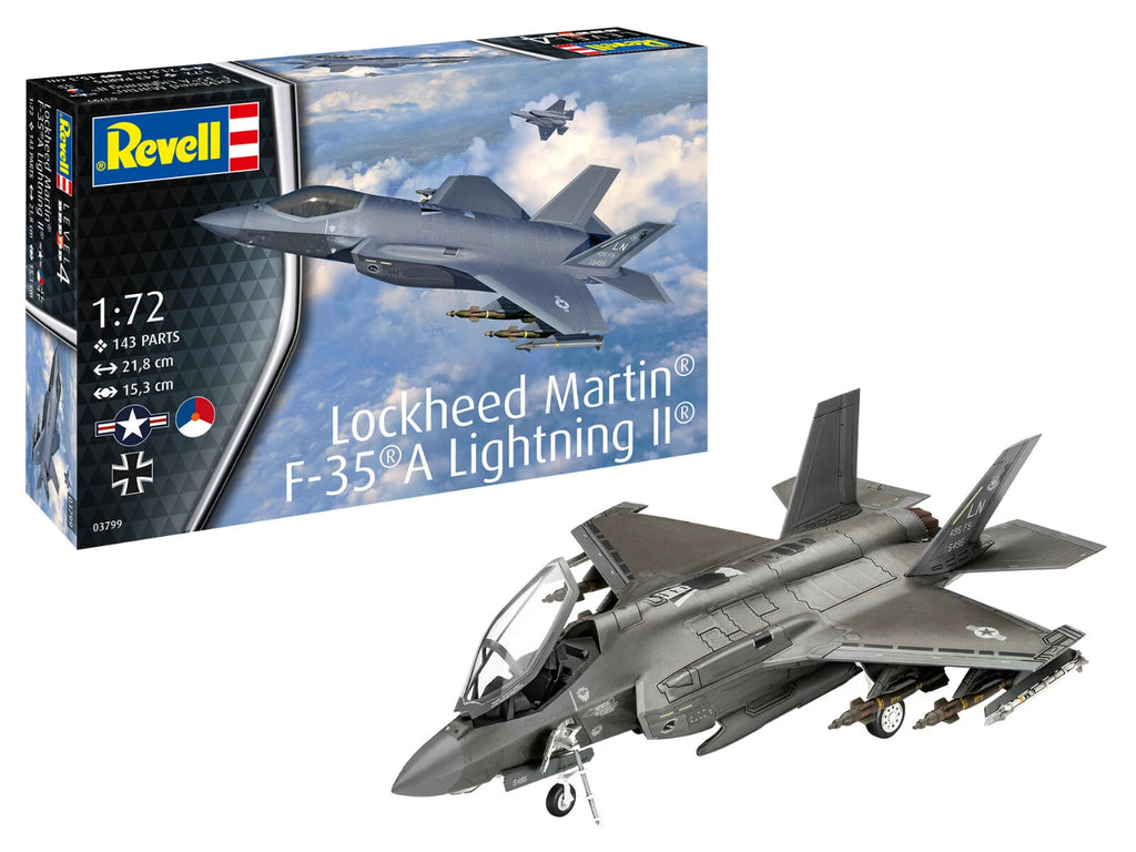 Revell 1:72 Scale Lockheed Martin F-35 A Lightning II Kit Skill Level 4 - 03799