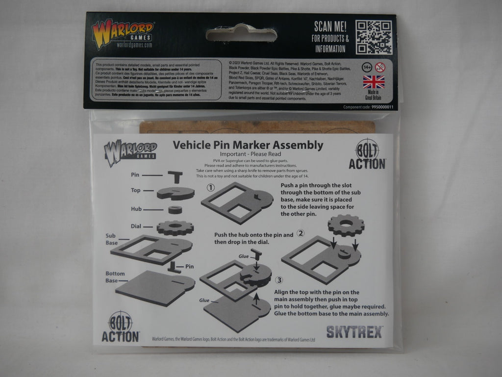 Warlord Games Bolt Action Laser Cut MFD Vehicle Pin Markers Germany - 408800008