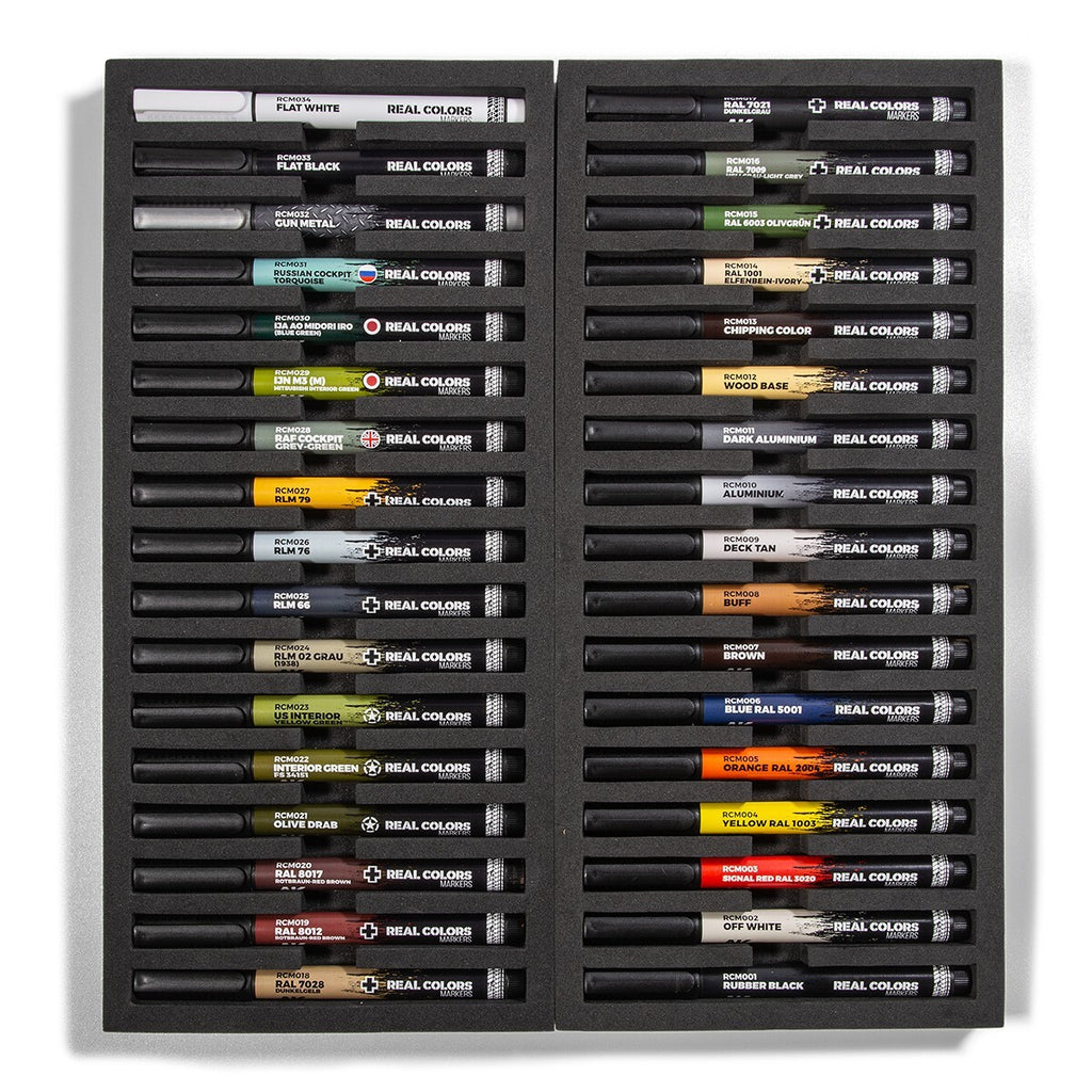 AK Interactive Real Color Acrylic Markers Special Deluxe 34 Piece Box Set - RCM150