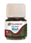 Humbrol Scale Modelling Enamel Dark Green Wash (28ml) Glass Jar Bottle - AV0203