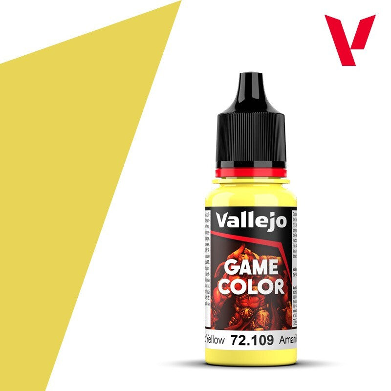Vallejo Game Color Acrylics Toxic Yellow 18ml/0.6 fl oz Dropper Bottle - 72.109
