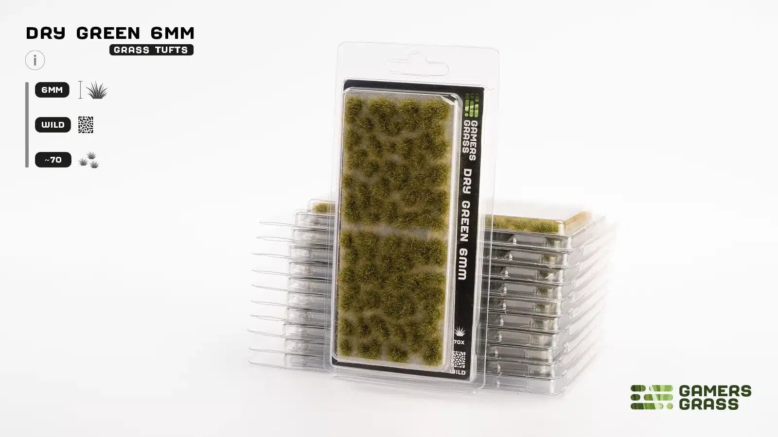 Gamers Grass Dry Green 6mm Tufts For Wargaming Mini Bases 70 Per Pack GG6-DG