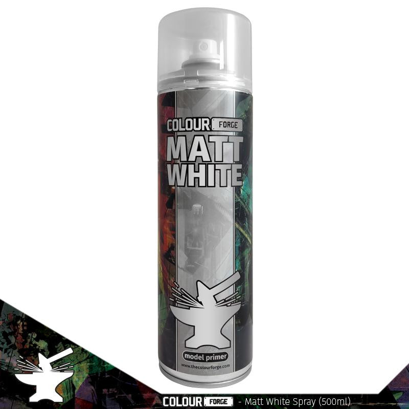 The Colour Forge Hobby Supplies Matt White Model Primer 500ml Aerosol Spray Can