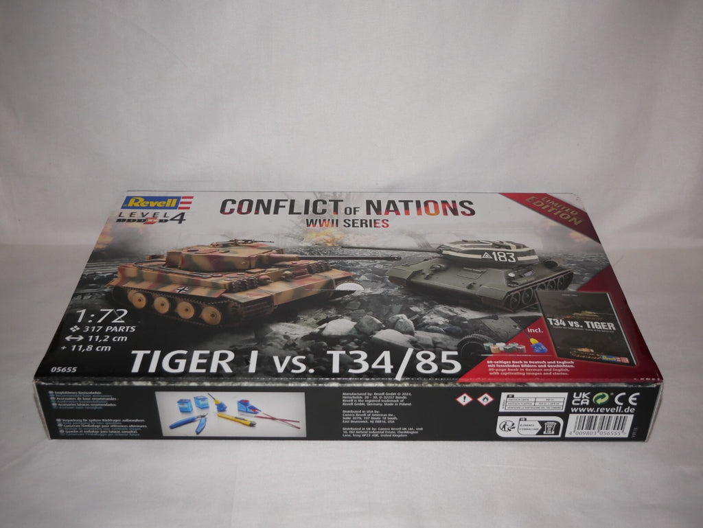 Revell 1:72 Conflict of Nations WW2 Series Tiger 1 VS T34/85 Skill Level 4 05655