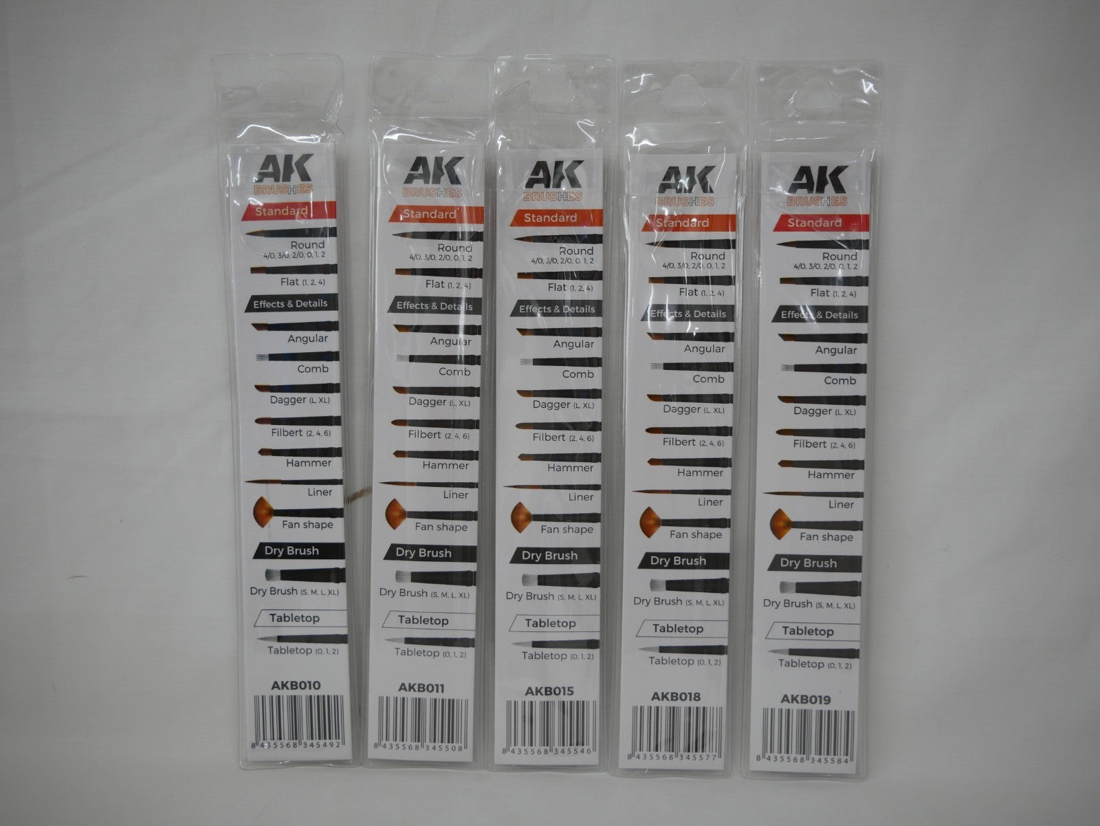 AK Interactive Survival Weathering Synthetic Hair 5 Piece Hobby Brush Set - AKB101