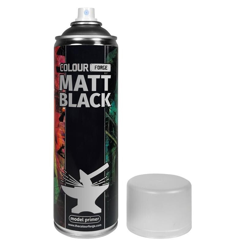 The Colour Forge Hobby Supplies Matt Black Model Primer 500ml Aerosol Spray Can