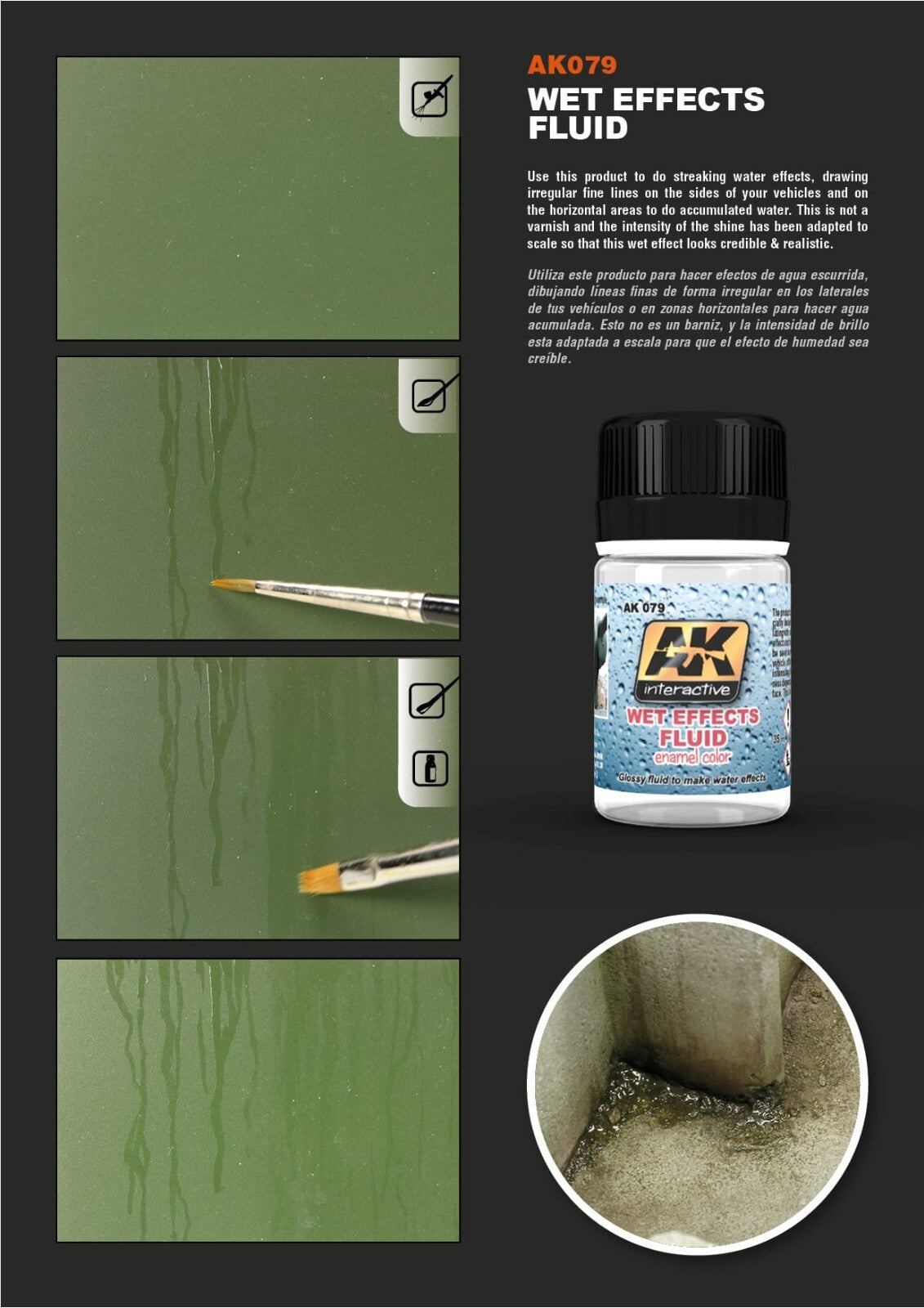 AK Interactive Enamel Weathering Glossy Wet Fluid Effects 35ml Bottle - AK079