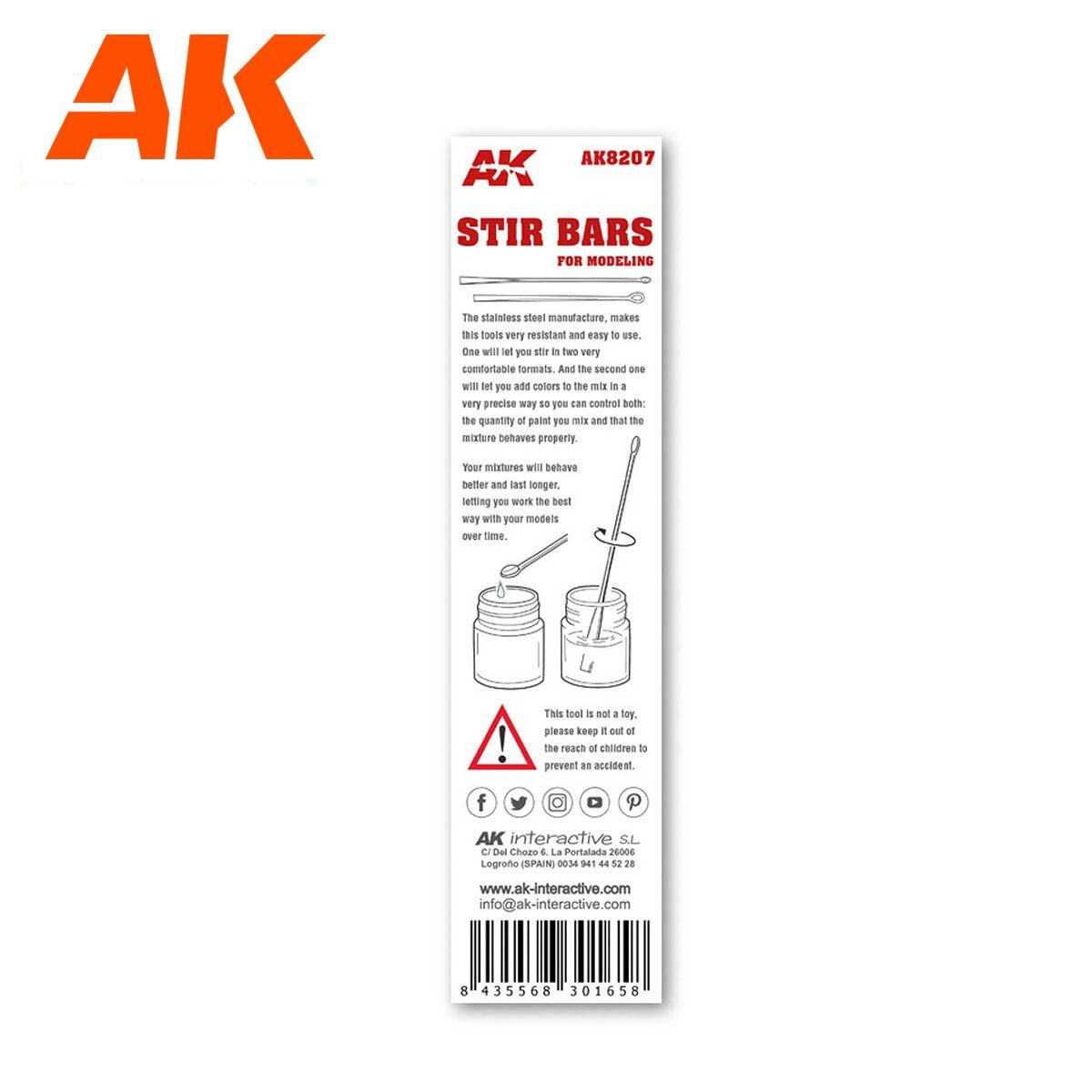 AK Interactive Stainless Steel Stirring Bars For Model & Hobby Painting - AK8207