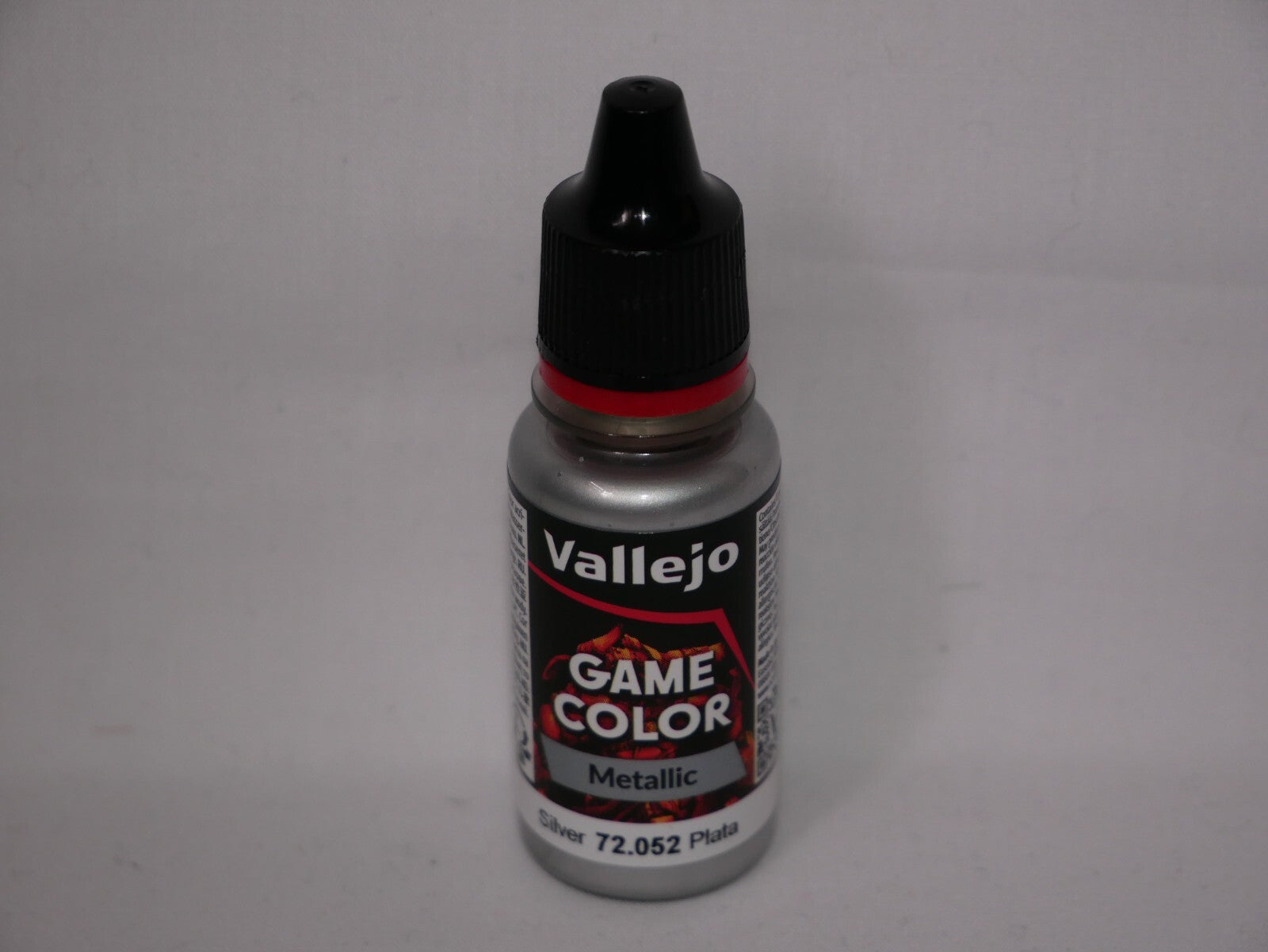Vallejo Game Color Acrylic Metallic Silver 18ml/0.6 fl oz Dropper Bottle 72.052