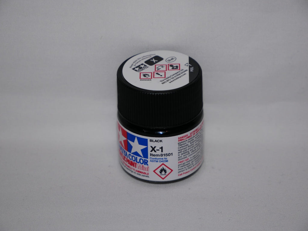 Tamiya Color Acrylic Modeling Paint Mini X-1 Black 10ml (1/3oz) Glass Jar 81501