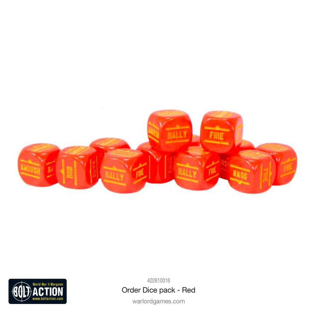 Warlord Games Bolt Action 1:56 Scale 12x Red Coloured Order Dice - (402616016)