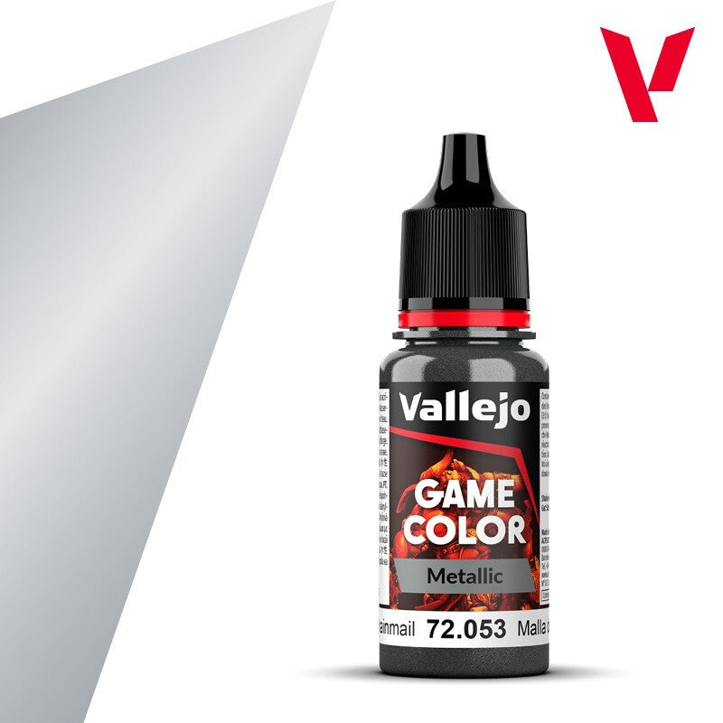 Vallejo Game Color Acrylic Metallics Chainmail Silver 18ml Dropper Bottle 72.053