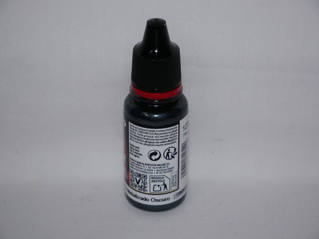 Vallejo Game Color Acrylic Metallics Dark Gunmetal 18ml Dropper Bottle - 72.054