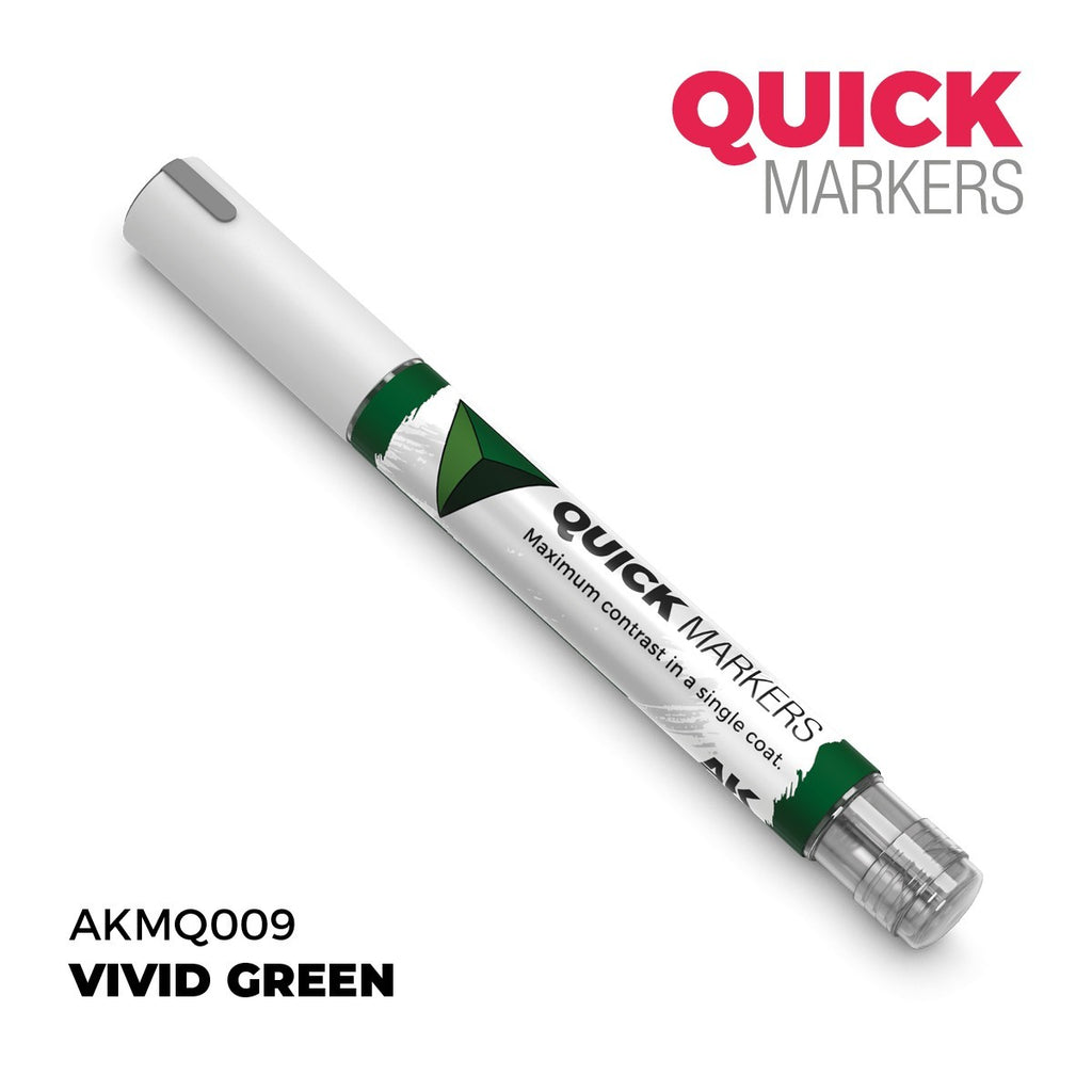AK Interactive Acrylic Quick Gen Markers For Tabletop Games Vivid Green - AKMQ009