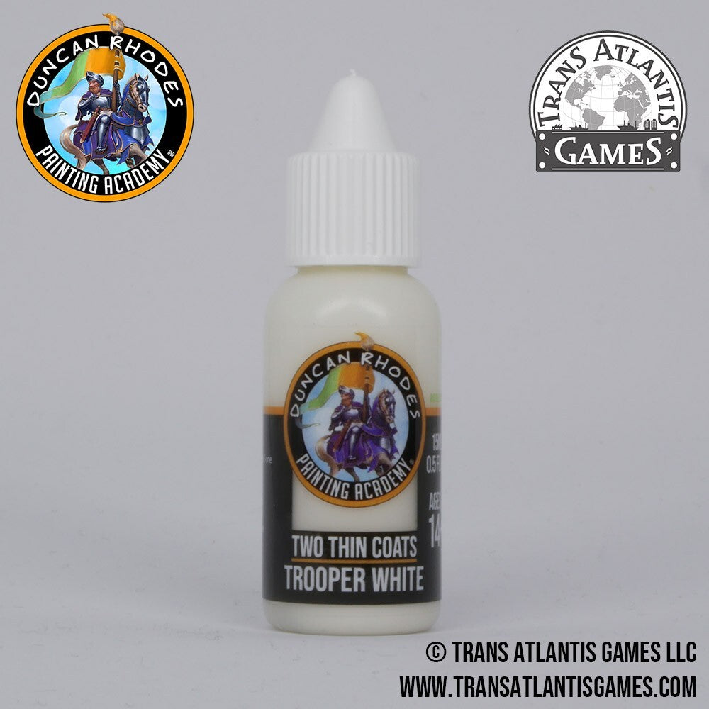 Duncan Rhodes Painting Academy 'Two Thin Coats' Trooper White 15ml Bottle 10036