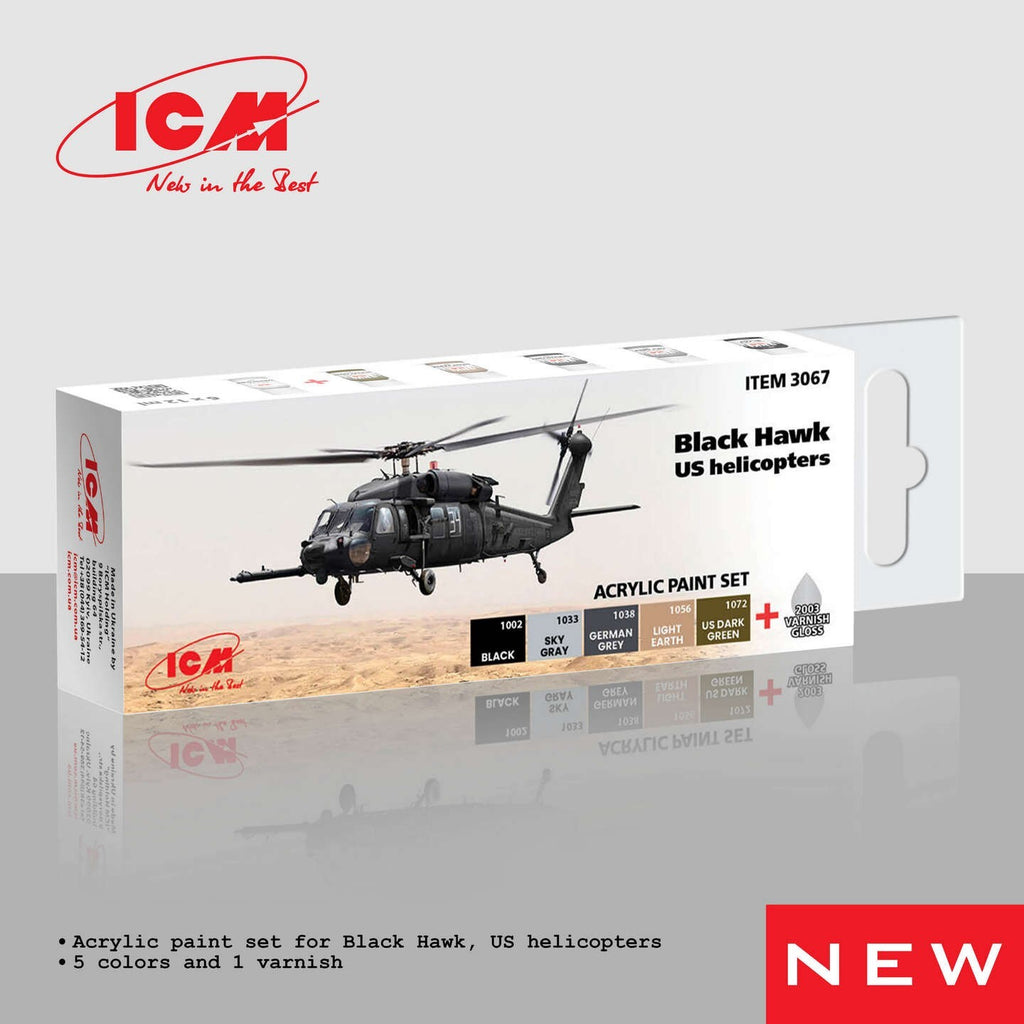 ICM Black Hawk US helicopters Model Kit 6 piece 12ml Acrylic Paints Set - 3067