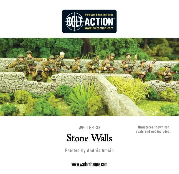 Warlord Games Bolt Action 1:56 Scale Hard Plastic Stone Walls Model - WG-TER-38