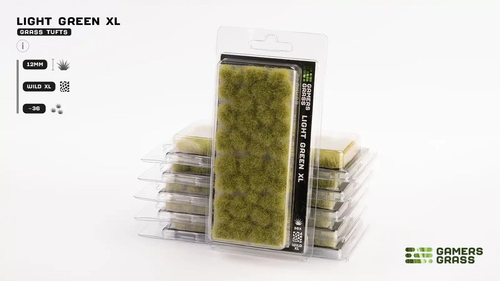 Gamers Grass Wild Light Green XL 12mm Tufts For Mini Bases (36) Per Pack GG12-LG