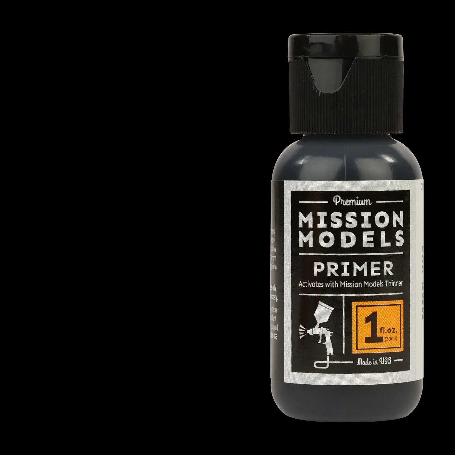 Mission Models Premium Hobby Paints Black Primer 30ml / 1 fl oz Bottle MMS - 001