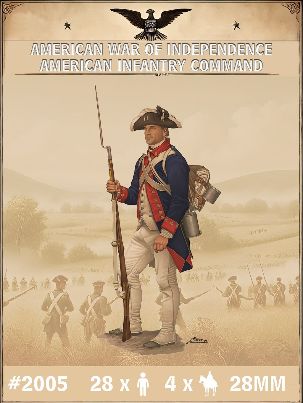 Hat Industrie 1:56 American War Of Independence American Infantry Command - 2005