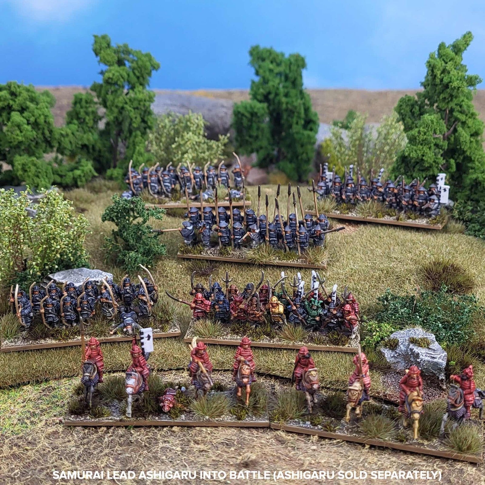 Wargames Atlantic Grand Battle Scale Hard Plastic 10mm Samurai Figures WAARN004S