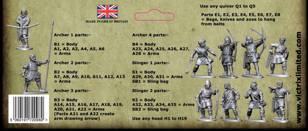 Victrix Warriors Of The Dark Ages 28mm Hard Plastic Archers & Slingers - VXDA006