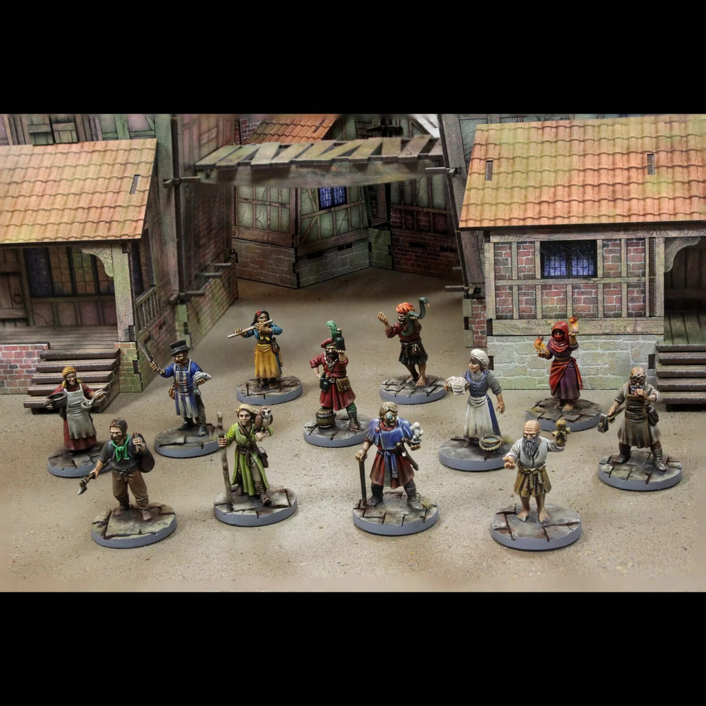 Wargames Atlantic Classic Fantasy 28mm Hard Plastic Villagers Figures - WAACF010