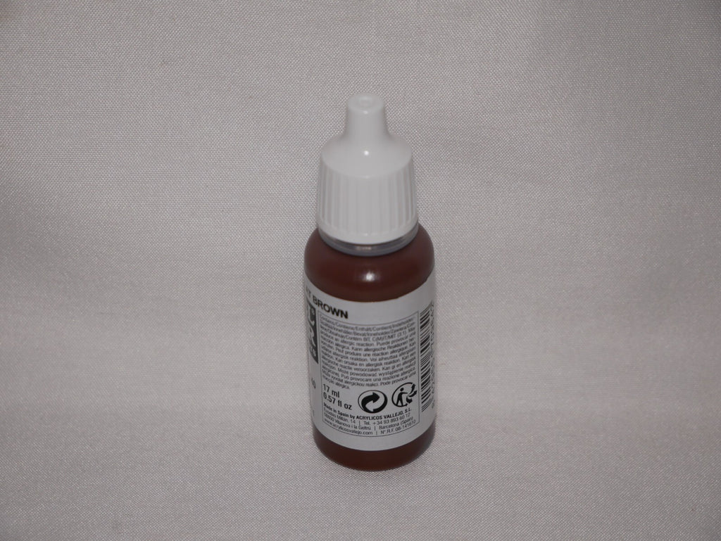 Vallejo Model Color Flat Brown Acrylic 17ml/0.57 fl oz Dropper Bottle - 70.984