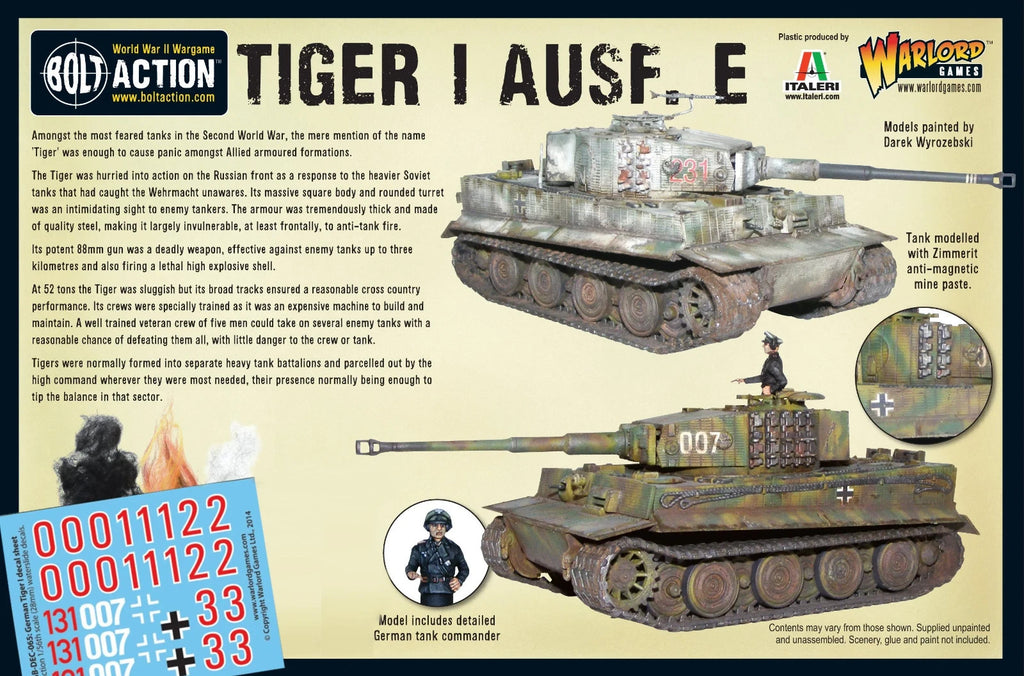 Warlord Games Bolt Action 1:56 Scale German Tiger I Ausf. E Heavy Tank 402012015