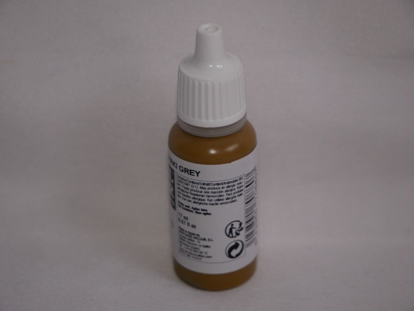 Vallejo Model Color Khaki Grey Acrylic 17ml/0.57 fl oz Dropper Bottle 70.880