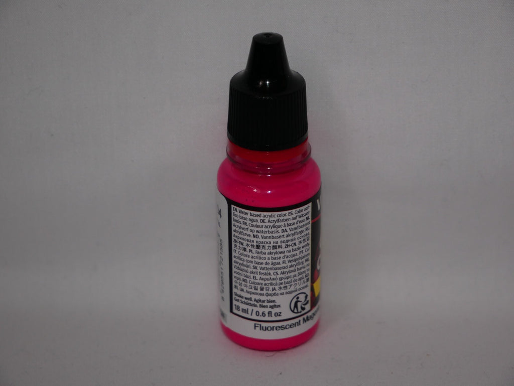 Vallejo Game Color Acrylic Range Fluorescent Magenta 18ml Dropper Bottle 72.158