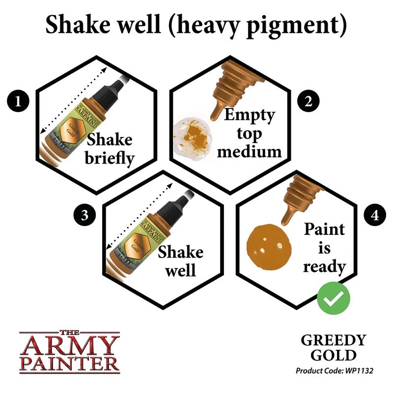 The Army Painter Warpaints Metallics Greedy Gold (18ml) Dropper Bottle - WP1132