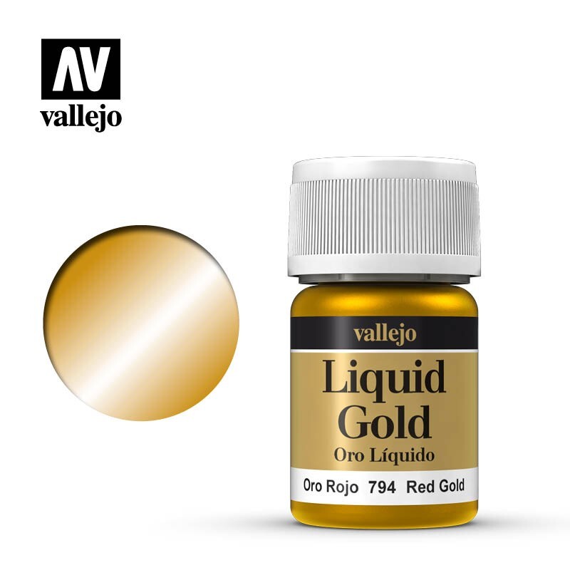 Vallejo Liquid Metal Red Gold Metallic Alcohol Based 35ml / 1.15 fl oz - 70.794