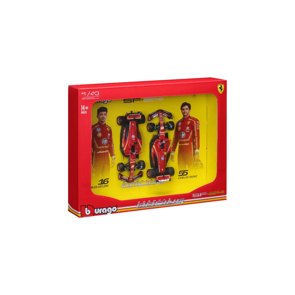 Burago 1:43 Scale Scuderia Ferrari F1 SF-24 Two Pack Leclerc & Sainz - #18-36856