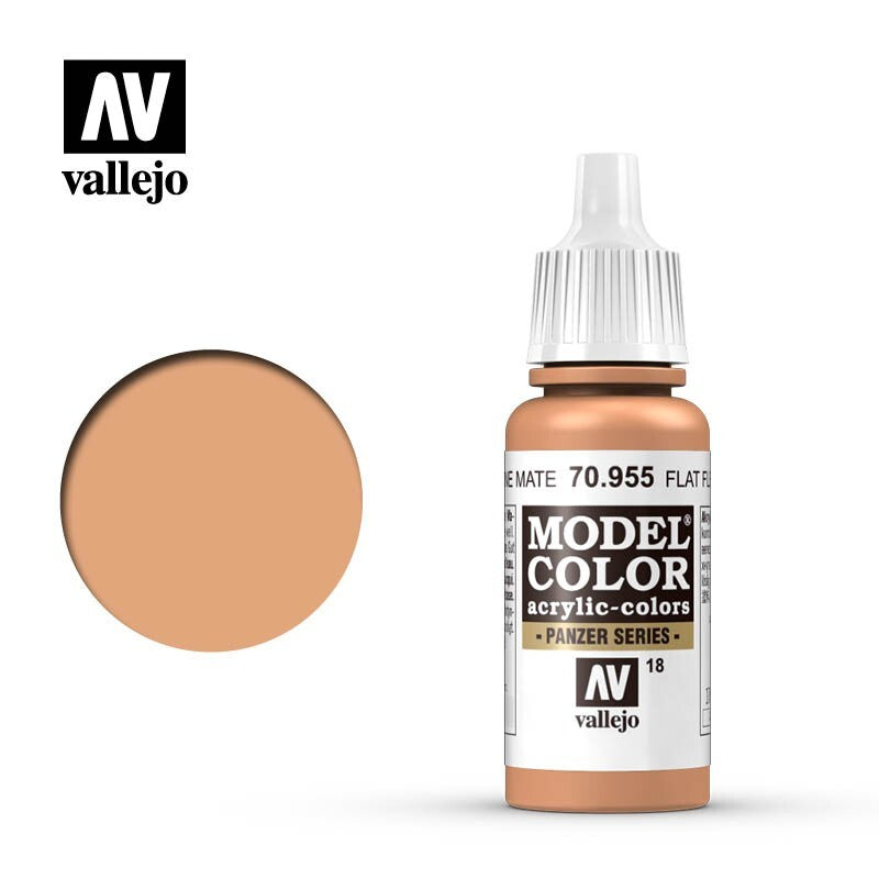 Vallejo Model Color Flat Flesh Acrylic 17ml/0.57 fl oz Dropper Bottle - 70.955